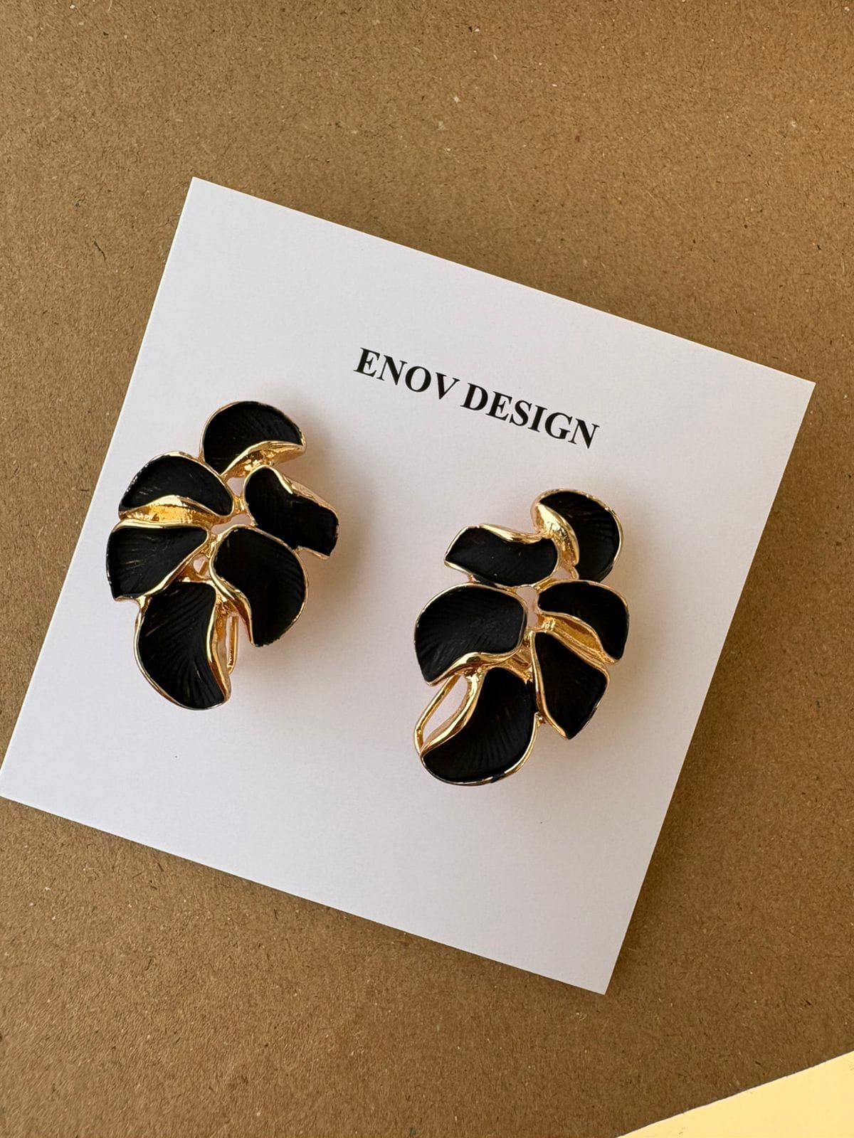 Gold Plated Black meena earing -