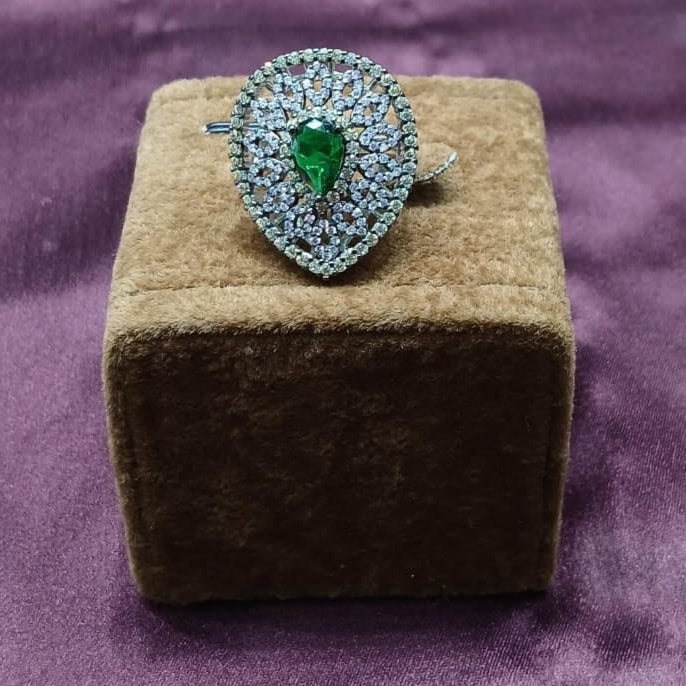Sparkling Silver Teardrop Ring