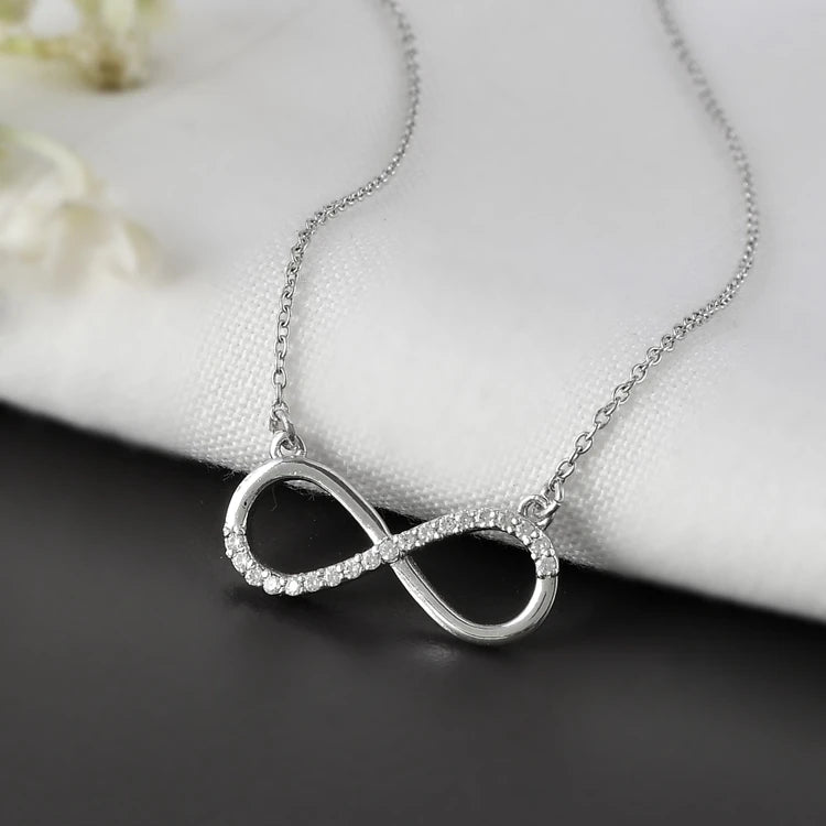 Sparkling Silver Infinity Accent Necklace