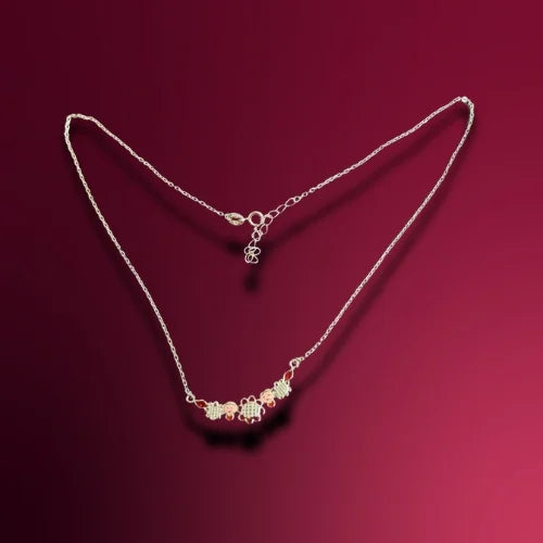 Delicate Silver Necklace with Sparkling Trio Pendants