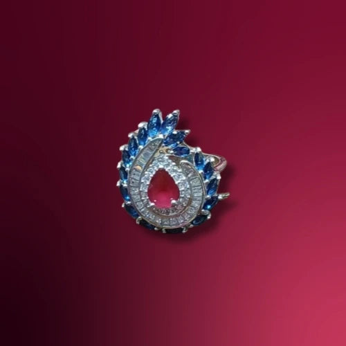Silver Ring with Pink Center