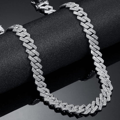 Bold Silver Tone Cuban Link Chain Necklace