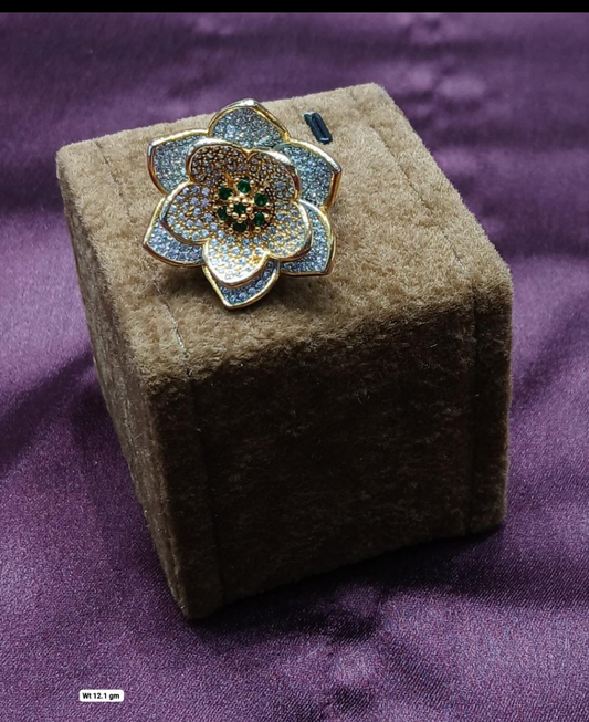 Sparkling Silver Floral Statement Ring