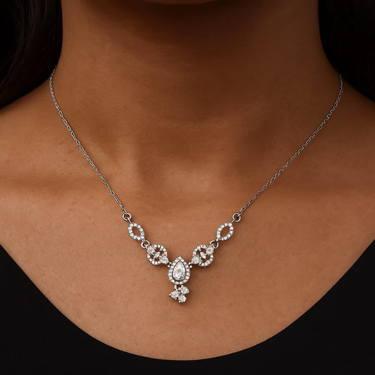 Silver Necklace - Flower necklace