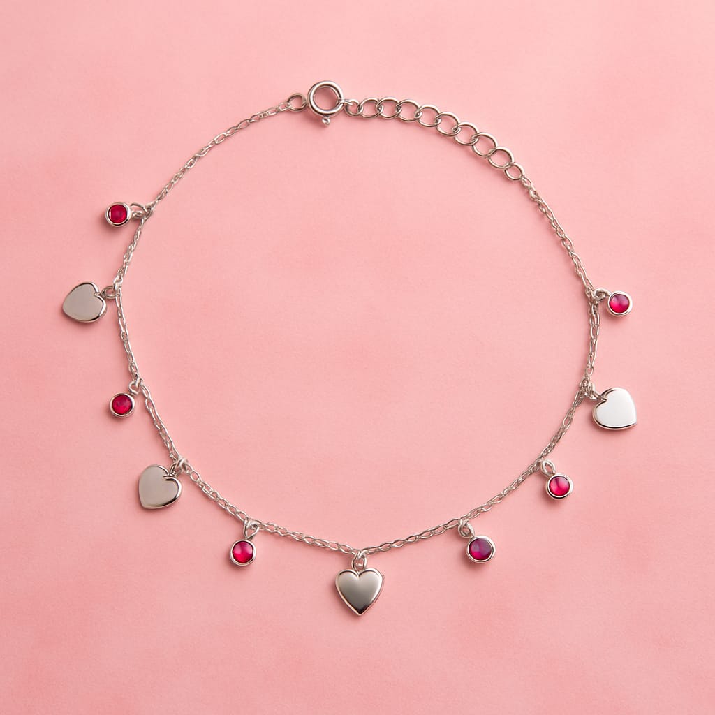 silver multi stone anklet