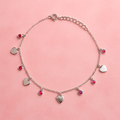 silver multi stone anklet