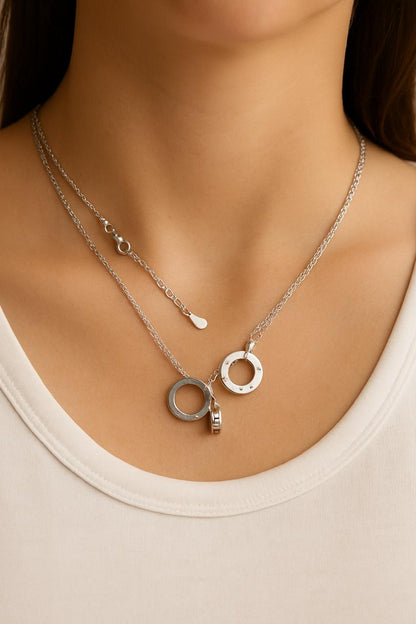 Double chain 3 Rings pendants