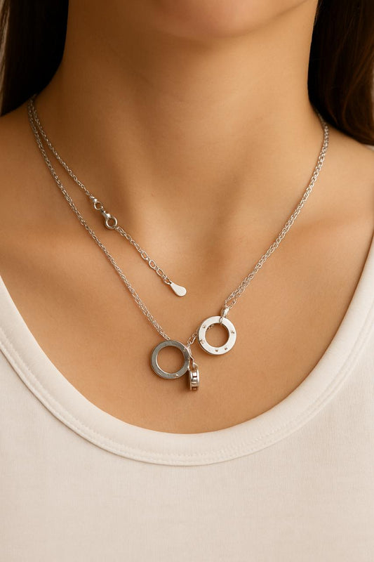 Double chain 3 Rings pendants