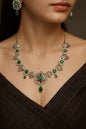 Elegant Silver Tone Floral Necklace and Earrings Set