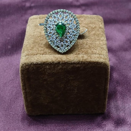 Sparkling Silver Teardrop Ring