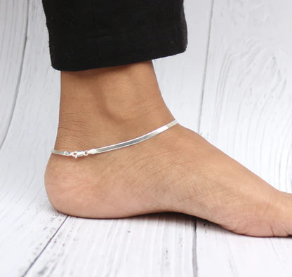 Silver Sleek Snake Anklet