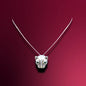 Panther Head Pendant Necklace with Emerald Eyes