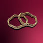 Sculpted Gold-Tone Bangle Set with Pearl Accents