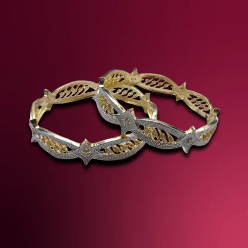 Two-Tone Crown Design Bangle Set
