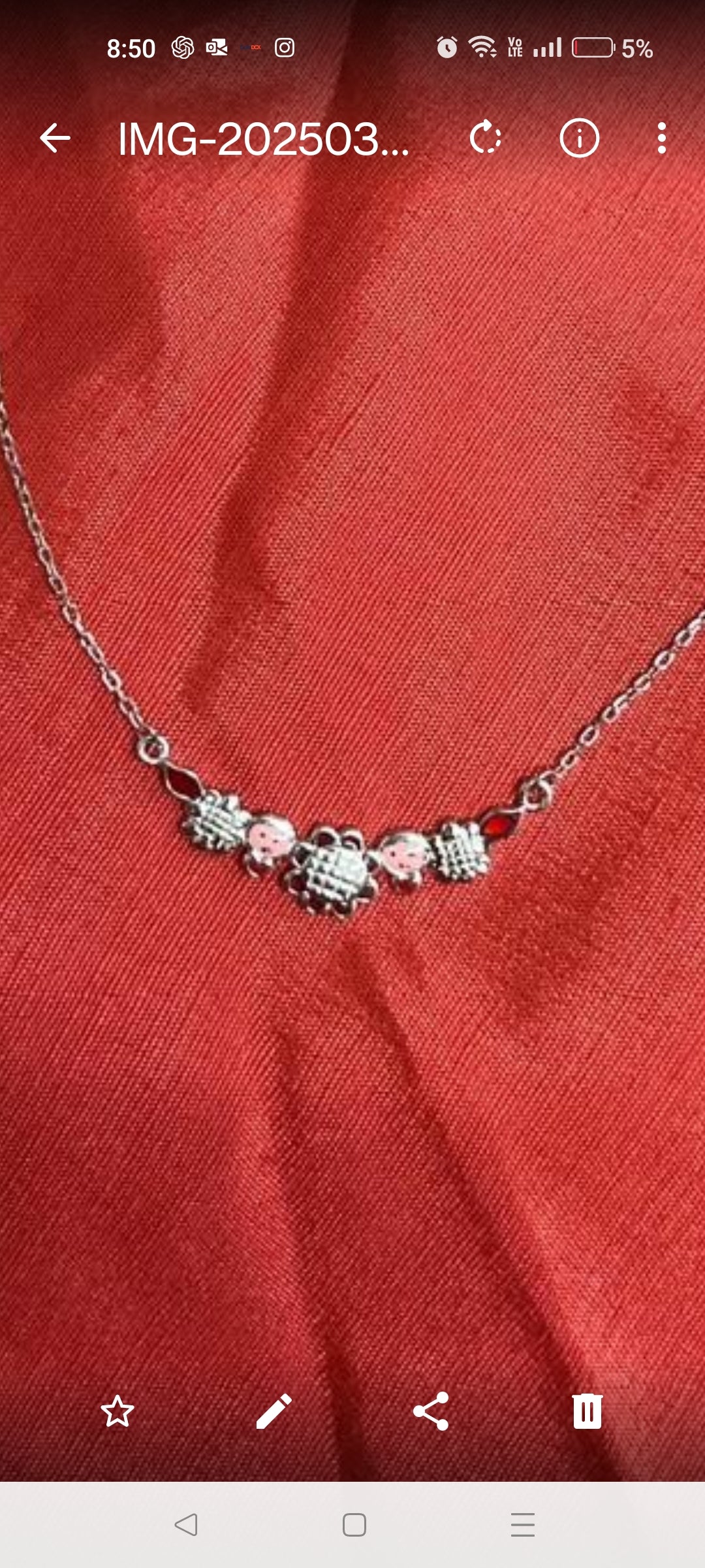 Delicate Silver Necklace with Sparkling Trio Pendants