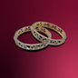 Two-Tone Filigree Bangle Set with Sparkling Accents